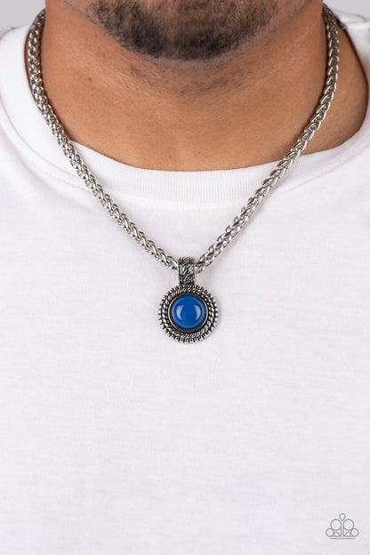 Paparazzi Accessories-Pendant Dreams Blue Reflective Stone Men's Necklace