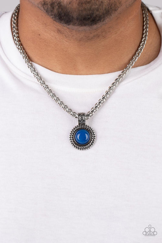 Paparazzi Accessories-Pendant Dreams Blue Reflective Stone Men's Necklace