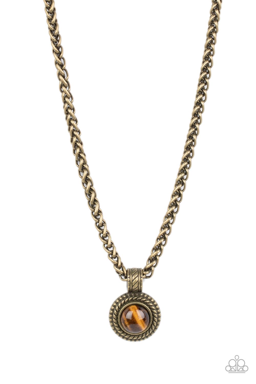 Paparazzi Accessories-Pendant Dreams Brass Tiger's Eye Men's Necklace