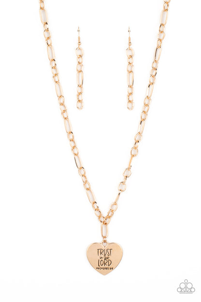 Paparazzi Accessories-Perennial Proverbs Gold "Trust In the Lord" Necklace Set