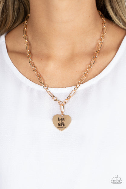 Paparazzi Accessories-Perennial Proverbs Gold "Trust In the Lord" Necklace Set