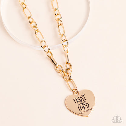 Paparazzi Accessories-Perennial Proverbs Gold "Trust In the Lord" Necklace Set