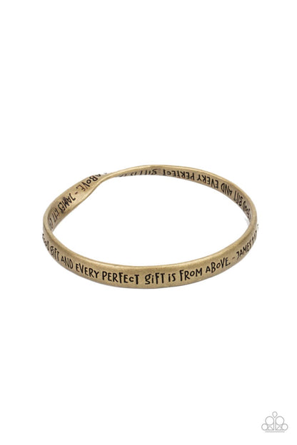 Paparazzi Accessories-Perfect Present Brass Twisted Biblical Bangle Bracelet