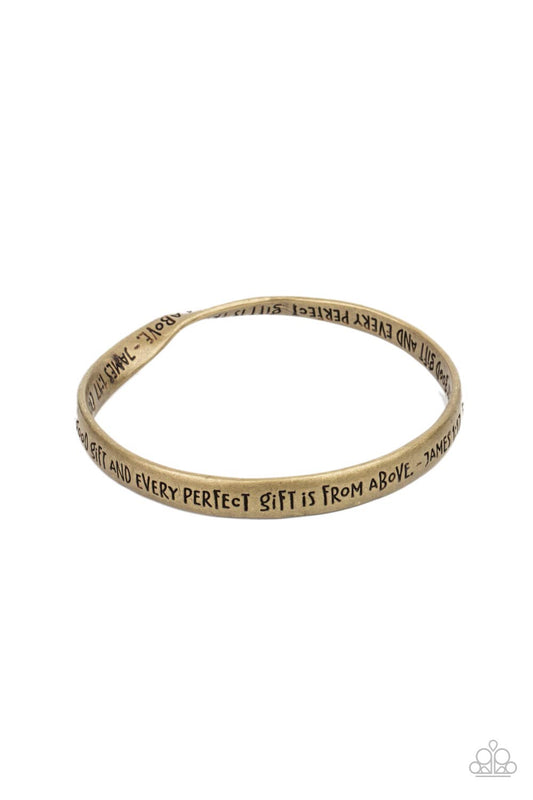 Paparazzi Accessories-Perfect Present Brass Twisted Biblical Bangle Bracelet