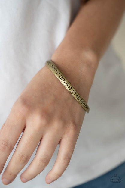 Paparazzi Accessories-Perfect Present Brass Twisted Biblical Bangle Bracelet