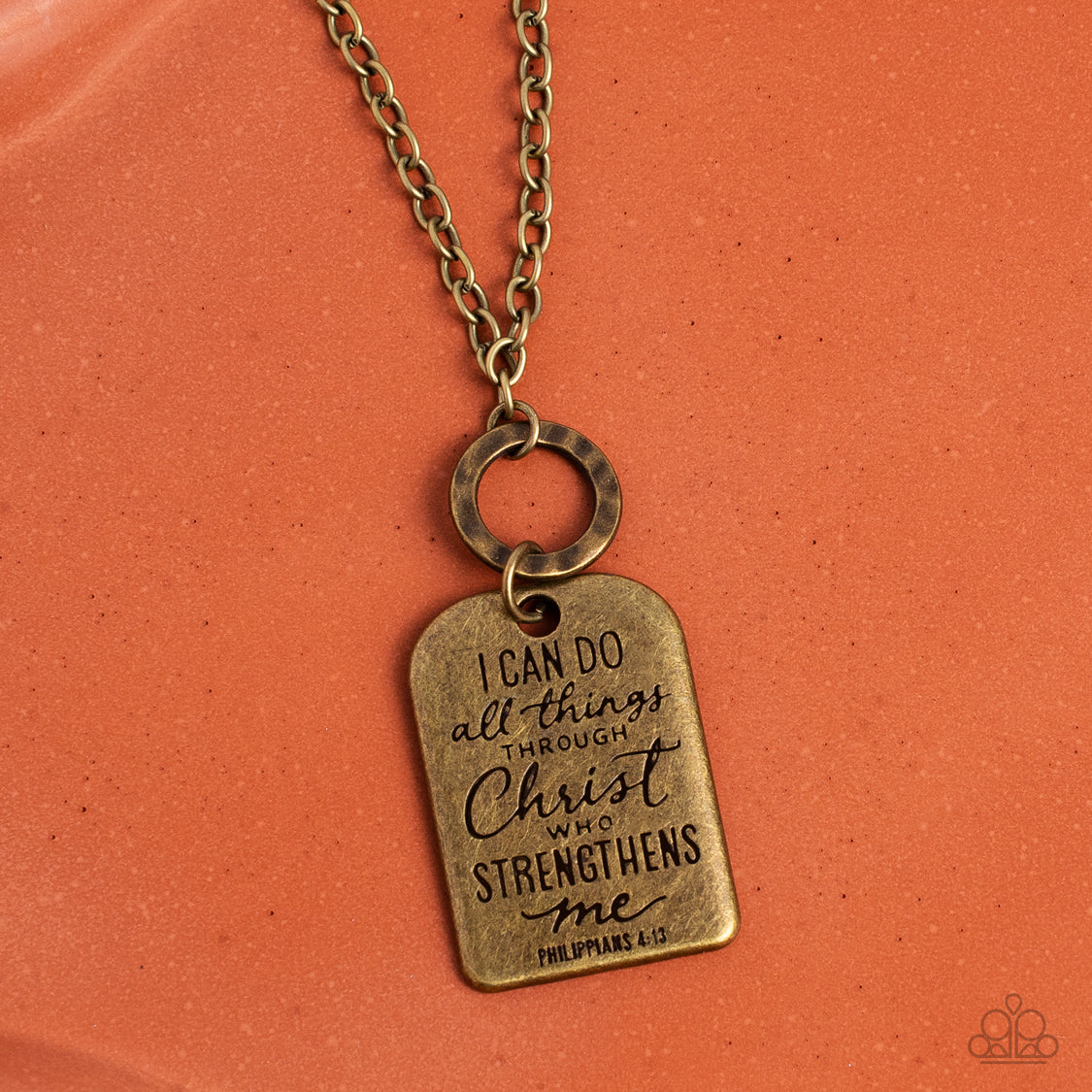 Paparazzi Accessories-Persevering Philippians 4:13 Brass Necklace Set
