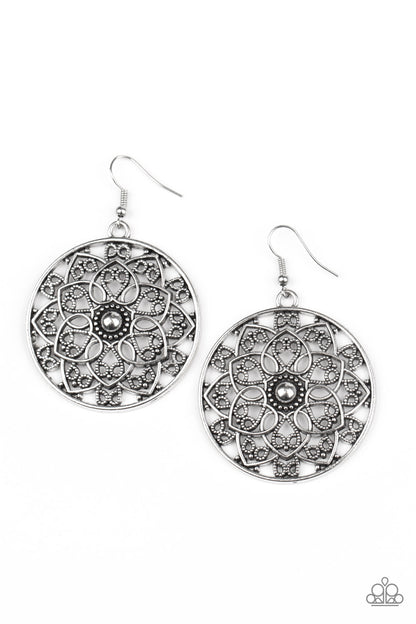Paparazzi Accessories-Petal Prana Silver Earrings