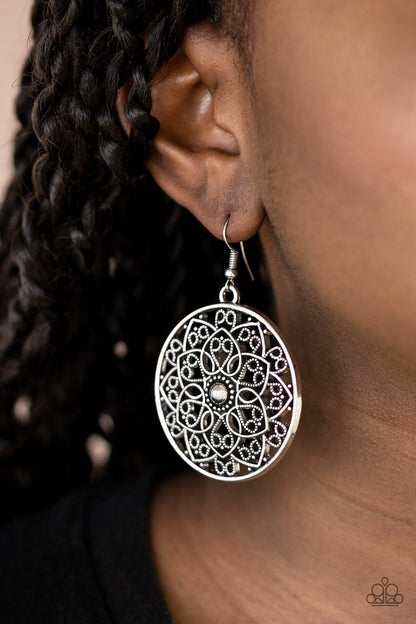Paparazzi Accessories-Petal Prana Silver Earrings