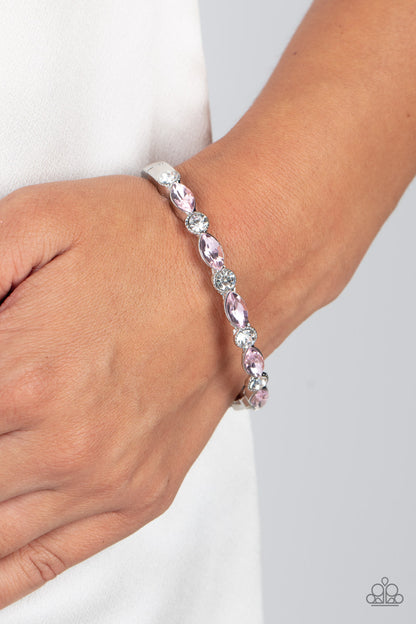 Paparazzi Accessories-Petitely Powerhouse Pink Sparkly Twist Bracelet