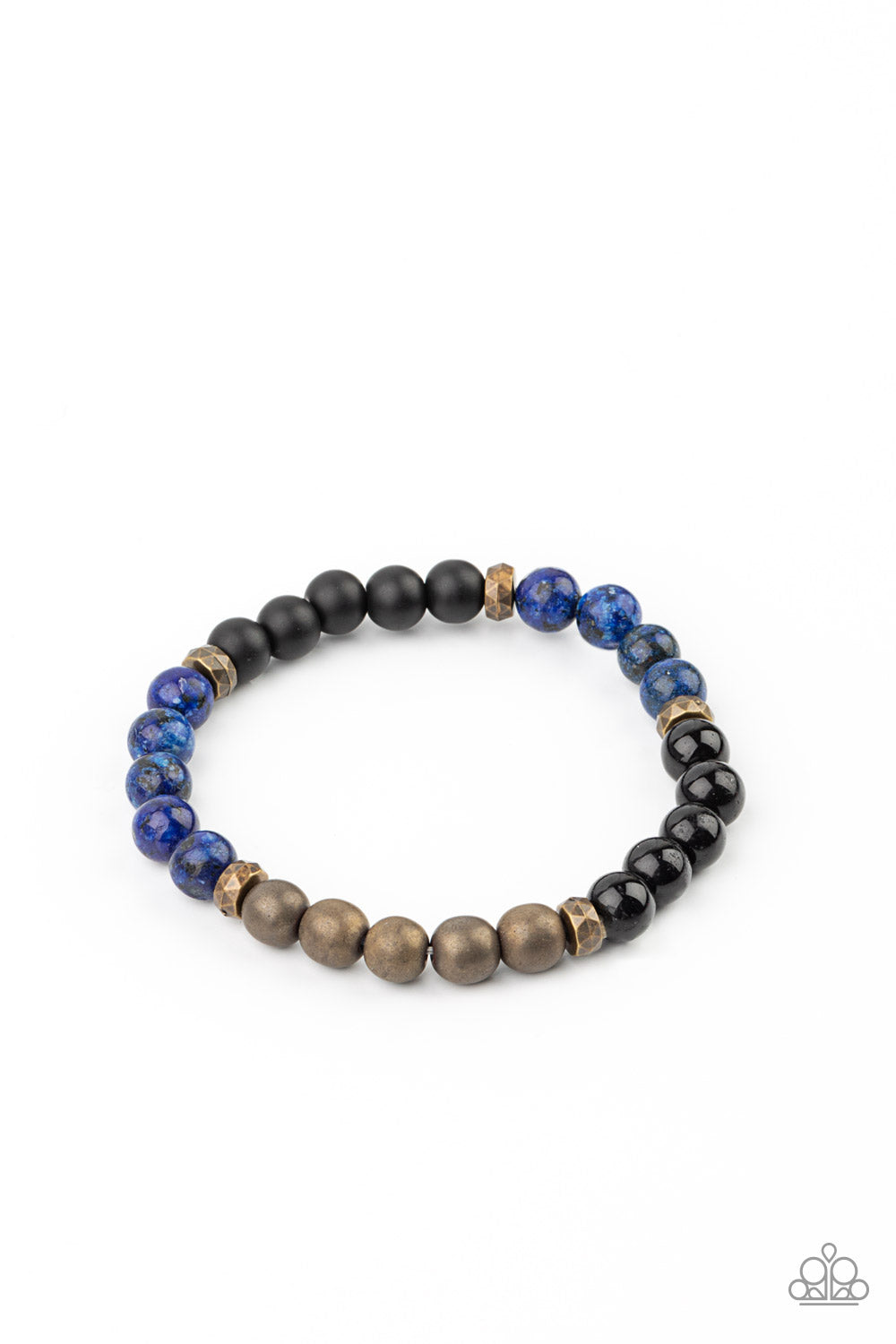 Paparazzi Accessories-Petrified Powerhouse Blue Lapiz Smooth Stone Bracelet