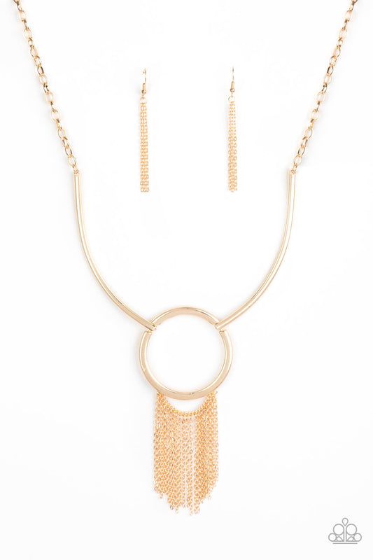 Paparazzi Accessories-Pharaoh Paradise Gold Hoop Necklace Set