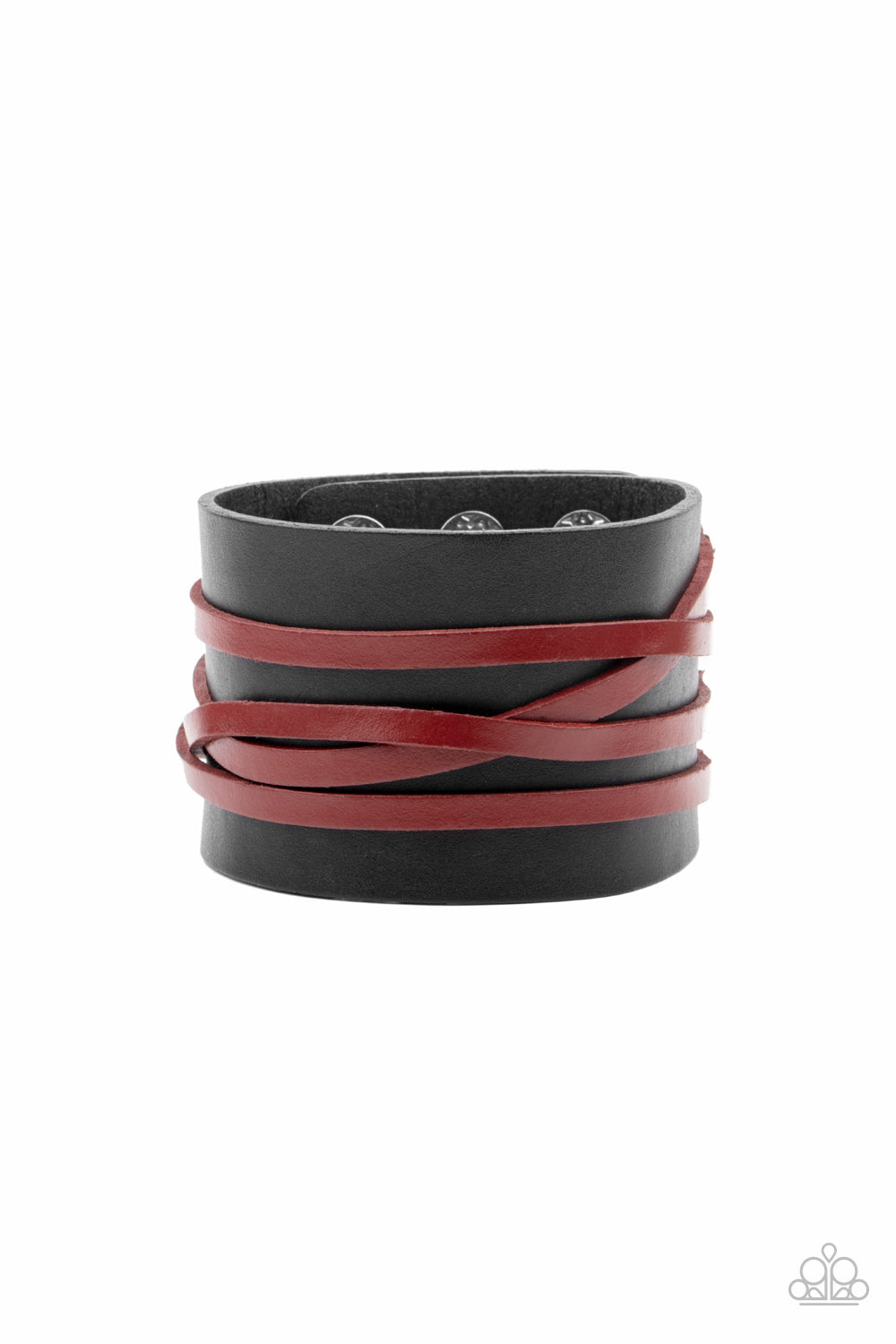 Paparazzi Accessories-Pirate Plunder Black Crisscross Leather Bracelet