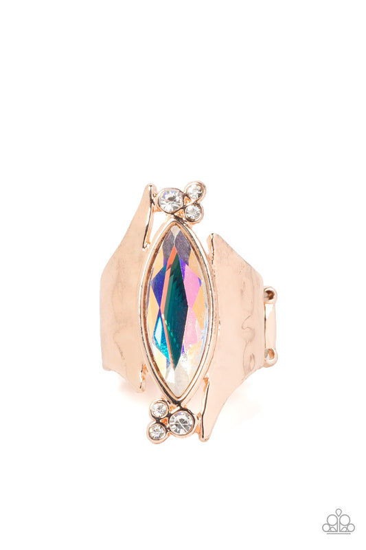 Paparazzi Accessories-Planetary Paradise Rose Gold Iridescent Marquise Ring