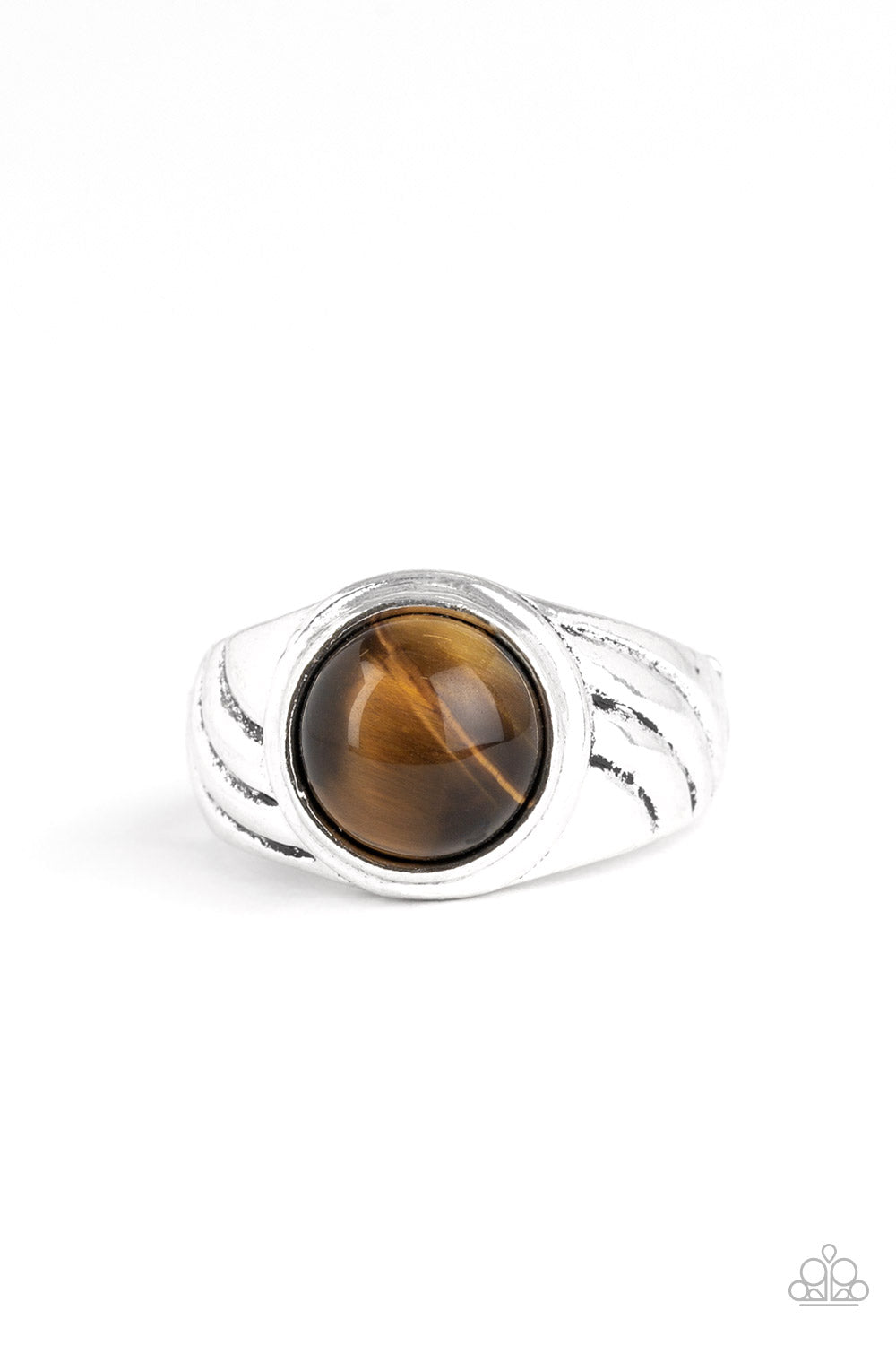 Paparazzi Accessories-Play It Cool Brown Tiger's Eye Stone Men's Ring