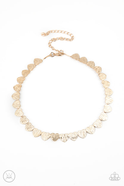 Paparazzi Accessories-Playing Heart To Get Gold Necklace Set