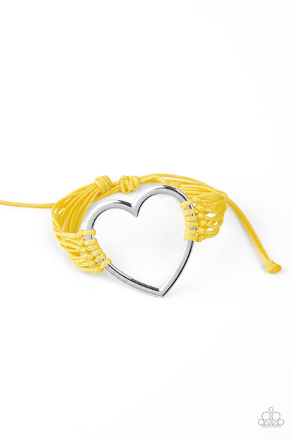 Paparazzi Accessories-Playing With My HEARTSTRINGS Yellow Bracelet
