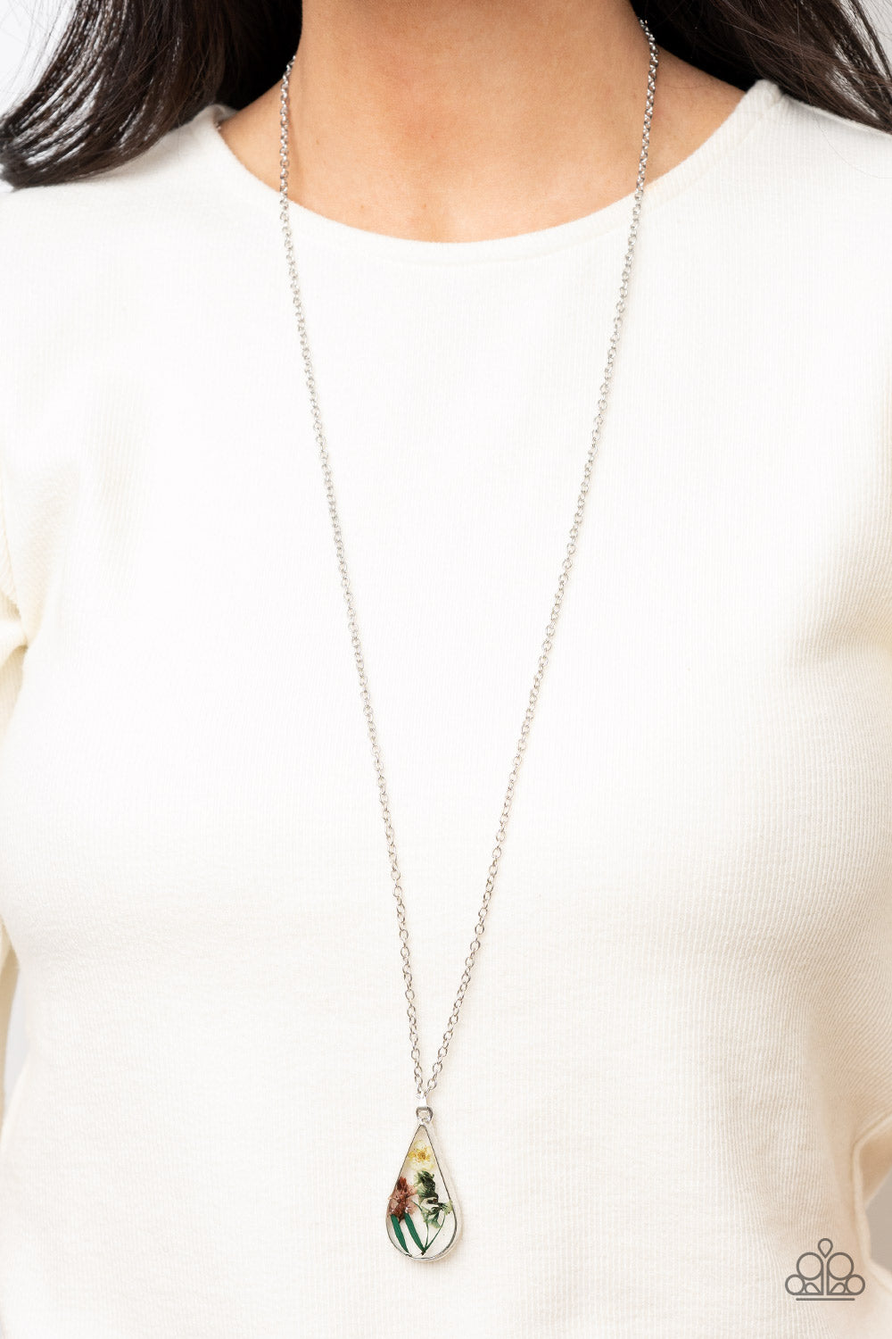Paparazzi Accessories-Pop Goes the Perennial Multi Bouquet Teardrop Necklace Set