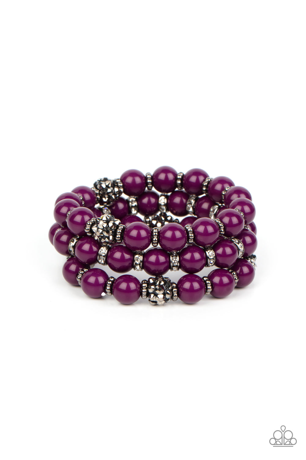 Paparazzi Accessories-Poshly Packing Purple Hematite Dotted Bead Bracelet