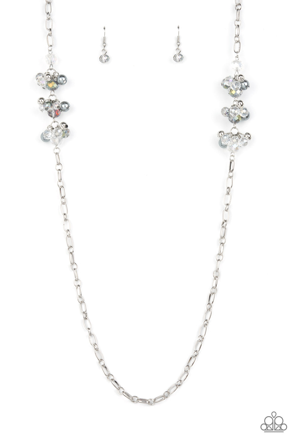 Paparazzi Accessories-Poshly Parisian Silver Pearly Iridescent Necklace Set