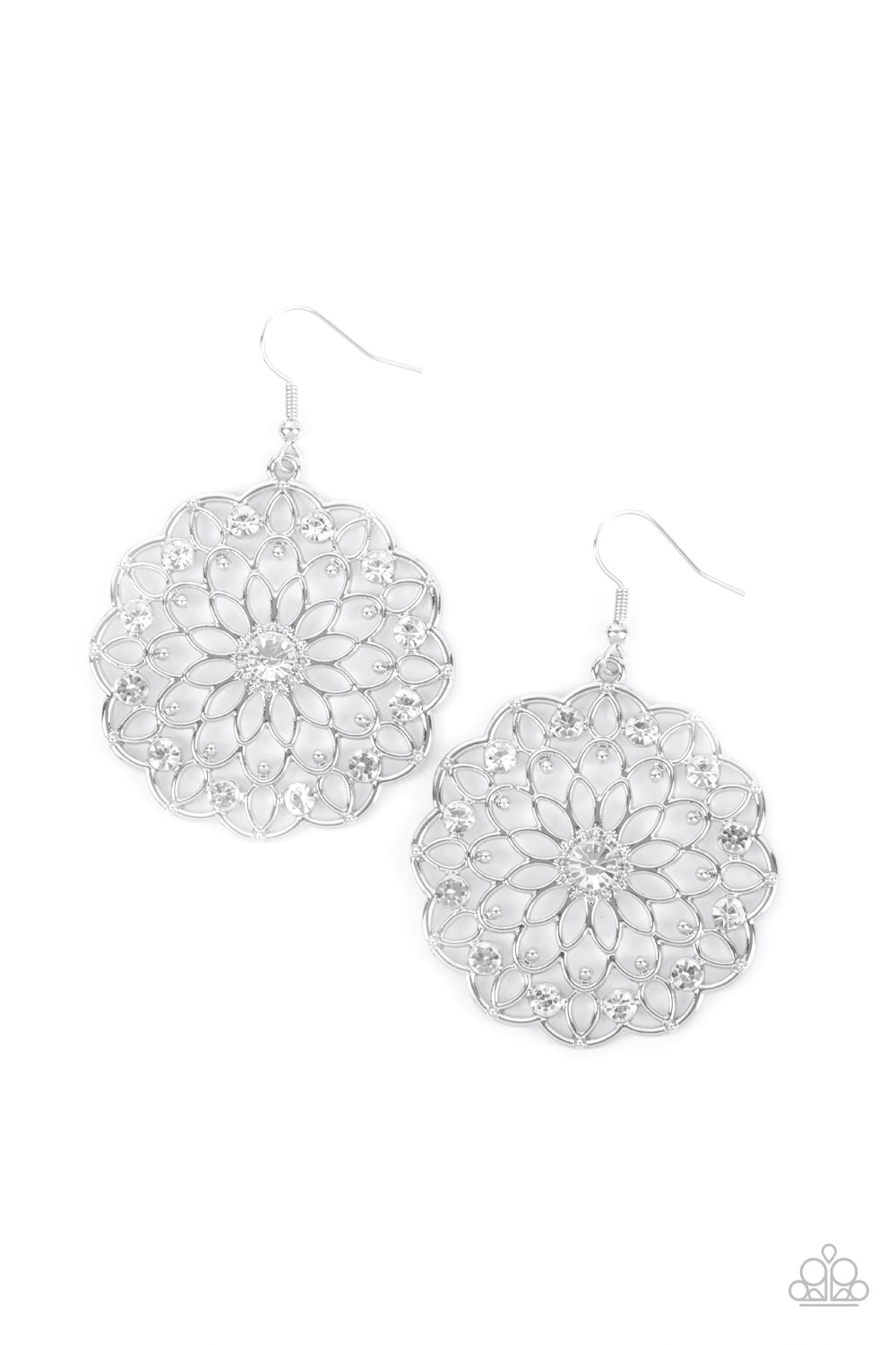 Paparazzi Accessories-Posy Proposal White Petal Earrings