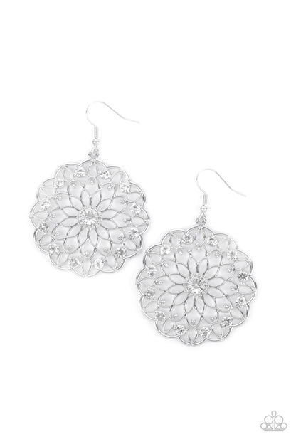 Paparazzi Accessories-Posy Proposal White Petal Earrings