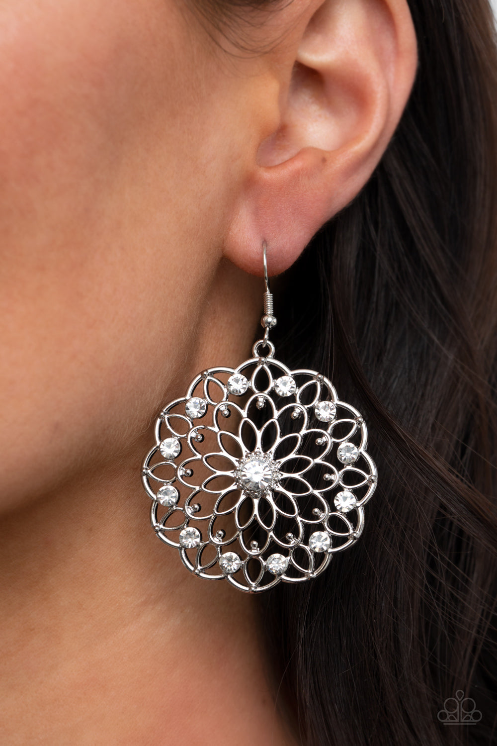 Paparazzi Accessories-Posy Proposal White Petal Earrings