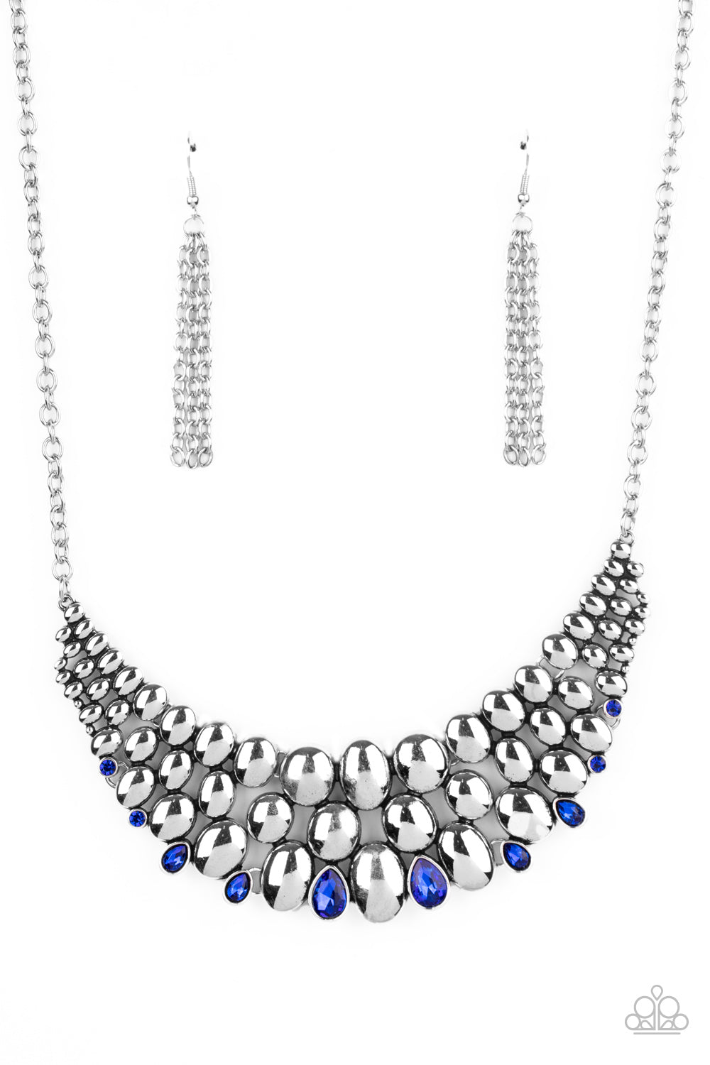 Paparazzi Accessories-Powerhouse Party Blue Oval Necklace Set