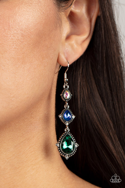 Paparazzi Accessories-Prague Princess Multi Trio Teardrop Earrings