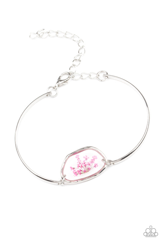 Paparazzi Accessories-Prairie Paradise Pink Glass Encased Bracelet
