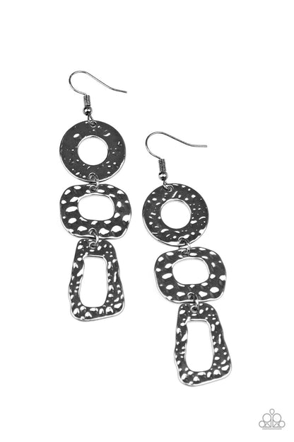 Paparazzi Accessories-Prehistoric Prowl Black Earrings