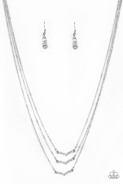 Paparazzi Accessories-Pretty Petite White Rhinestone Necklace Set