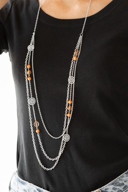 Paparazzi Accessories-Pretty Pop-tastic! Orange Ornate Necklace Set