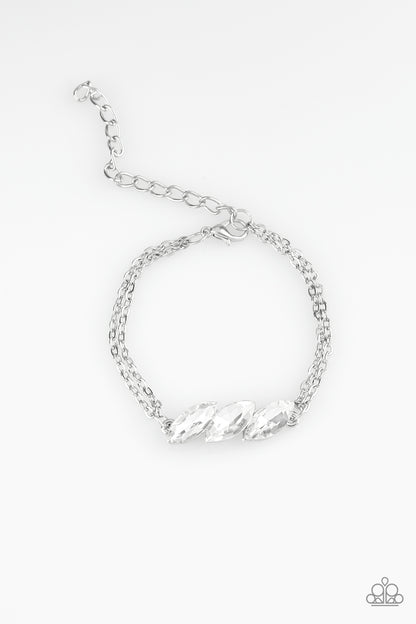 Paparazzi Accessories-Pretty Priceless White Rhinestone Bracelet