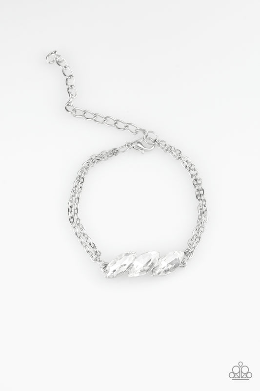 Paparazzi Accessories-Pretty Priceless White Rhinestone Bracelet