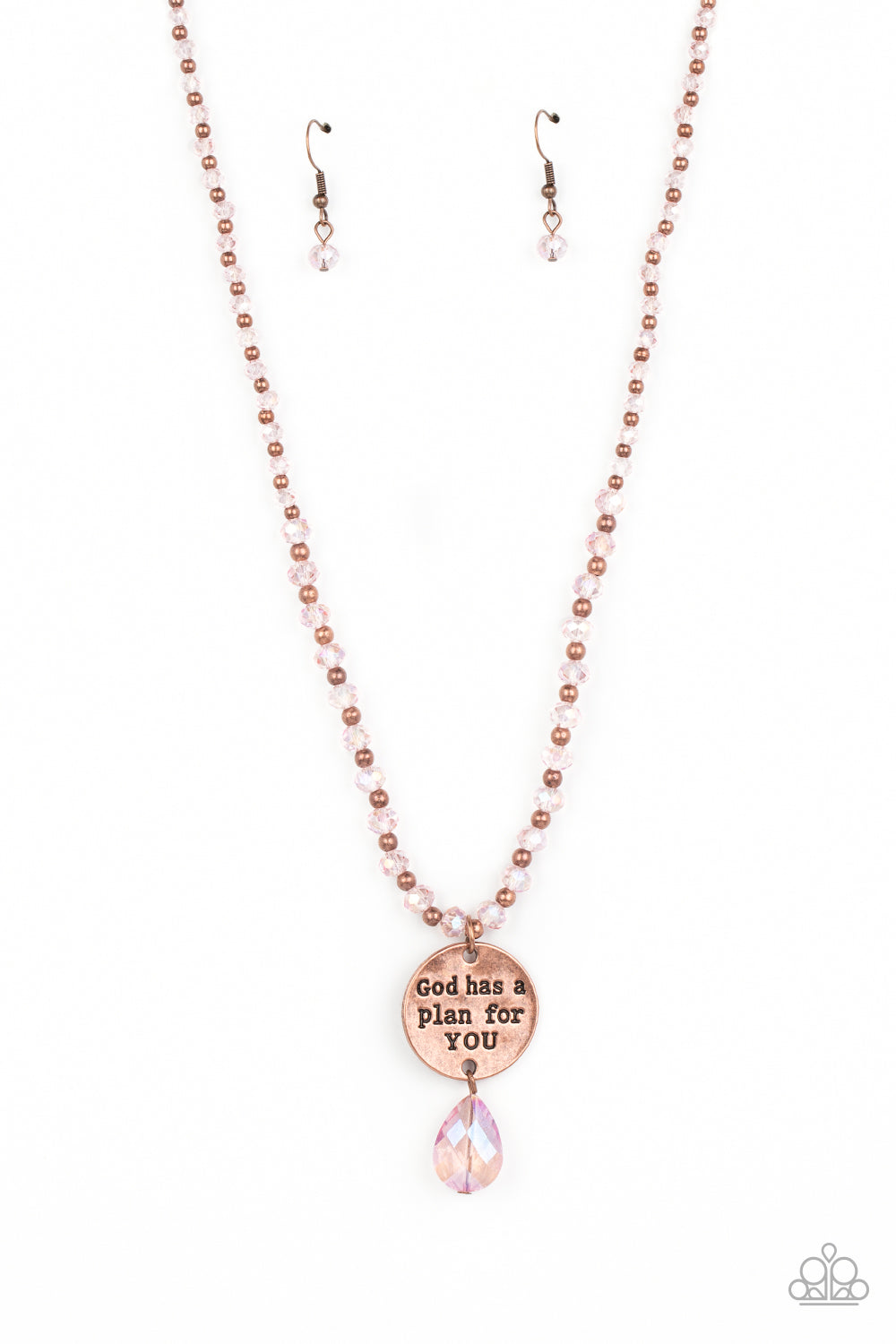 Paparazzi Accessories-Copper "God Has a Plan for YOU" Engraved Necklace Set