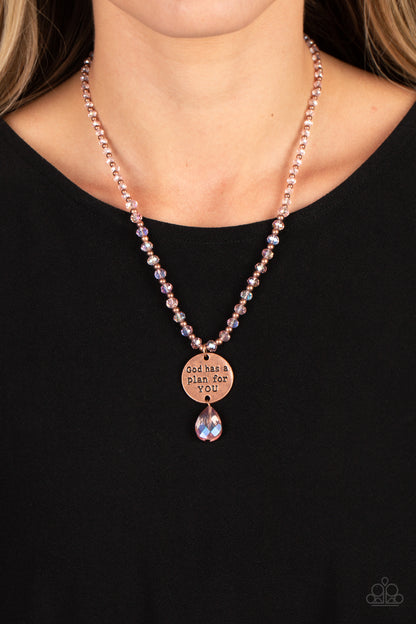 Paparazzi Accessories-Copper "God Has a Plan for YOU" Engraved Necklace Set