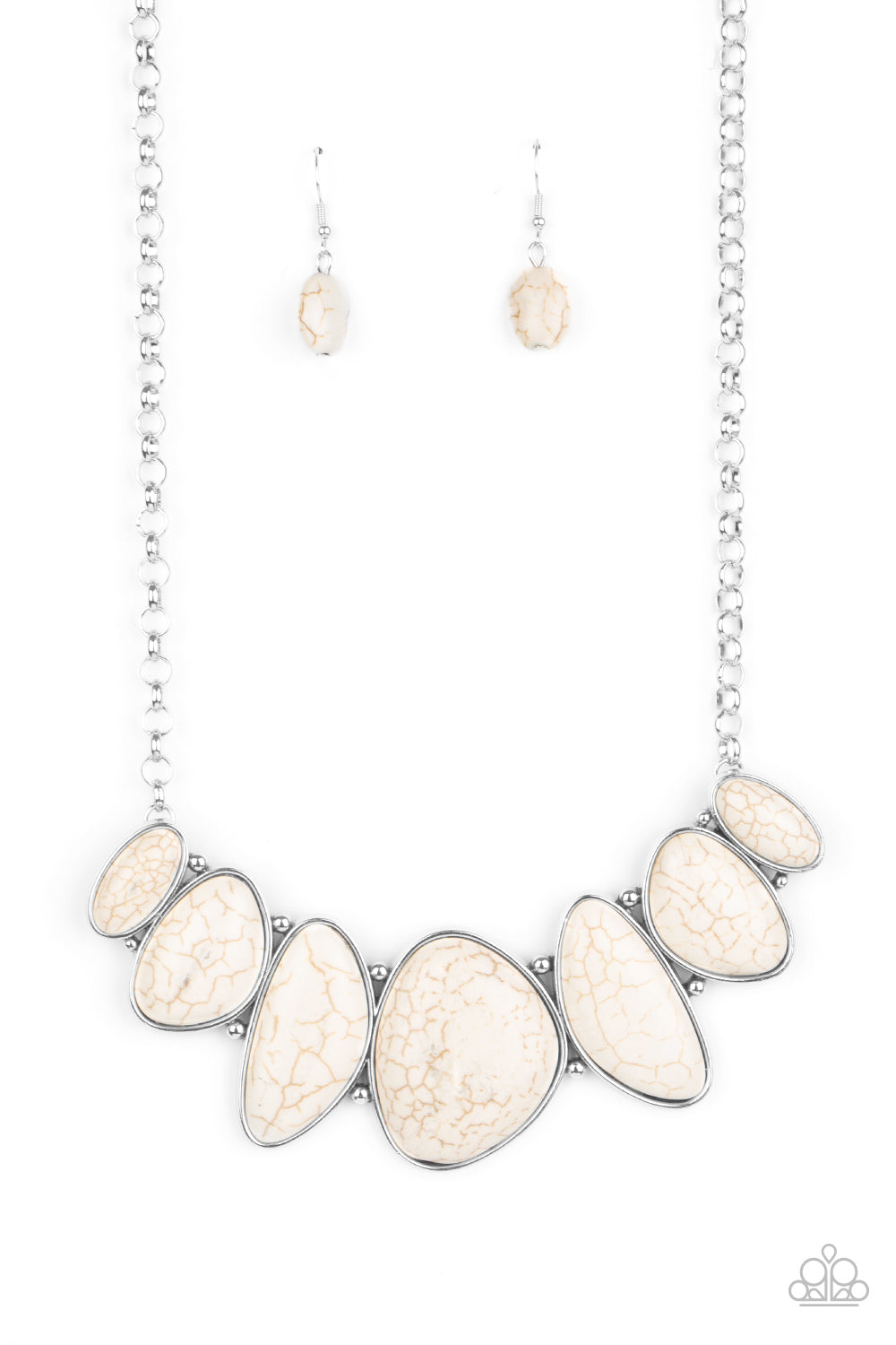 Paparazzi Accessories-Primitive White Stone Necklace Set
