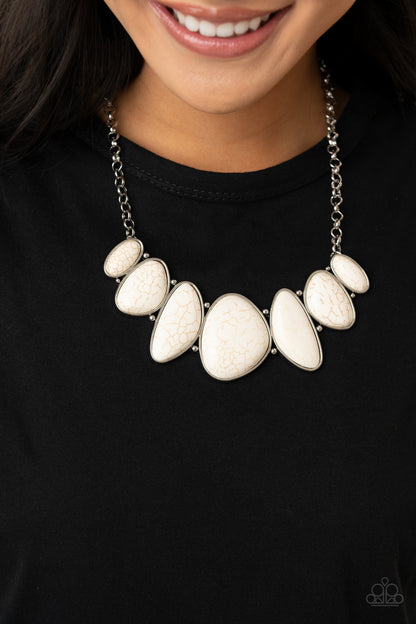 Paparazzi Accessories-Primitive White Stone Necklace Set