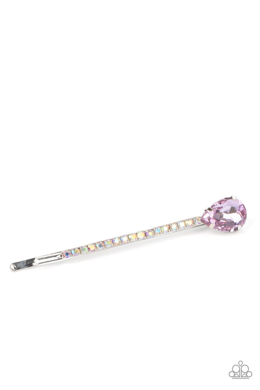 Paparazzi Accessories-Princess Precision Purple Opalescent Teardrop Hair Clip