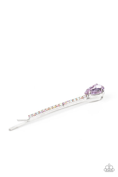 Paparazzi Accessories-Princess Precision Purple Opalescent Teardrop Hair Clip