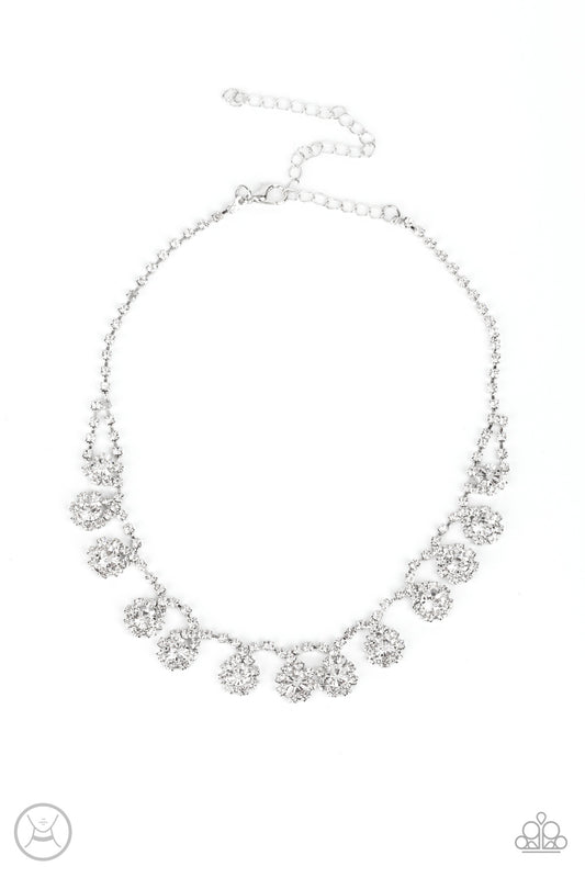 Paparazzi Accessories-Princess Prominence White Rhinestone Solitaire Necklace Set