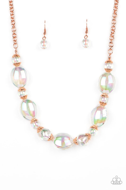 Paparazzi Accessories-Prismatic Magic Copper Iridescent Bead Necklace Set