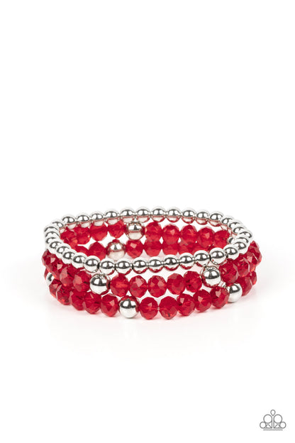 Paparazzi Accessories-Prismatic Perception Red Crystal Bead Bracelet