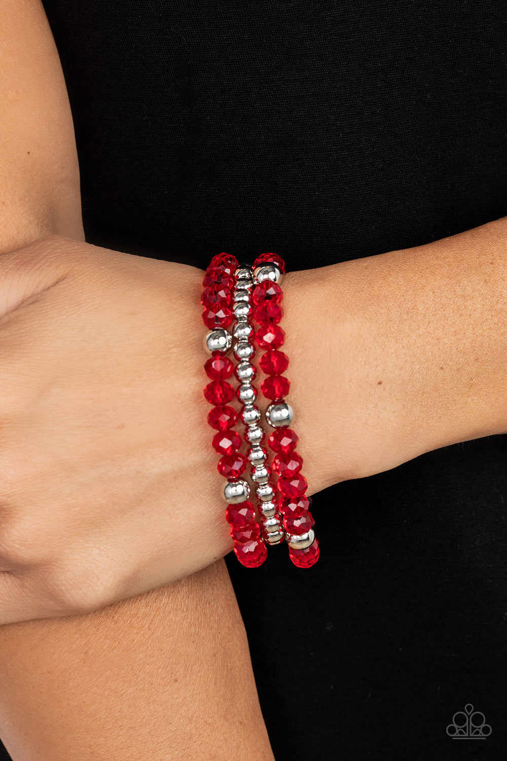 Paparazzi Accessories-Prismatic Perception Red Crystal Bead Bracelet