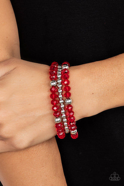 Paparazzi Accessories-Prismatic Perception Red Crystal Bead Bracelet