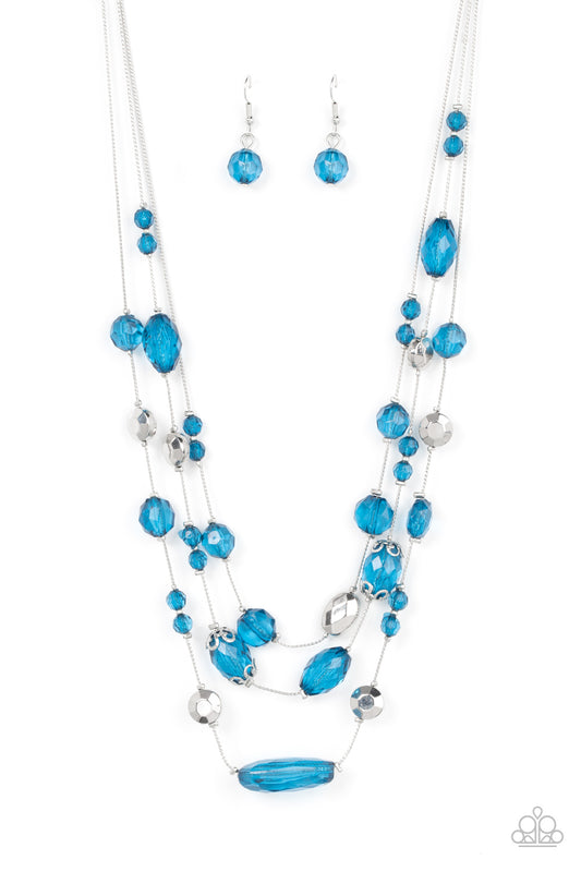Paparazzi Accessories-Prismatic Pose Blue Crystal Bead Necklace Set