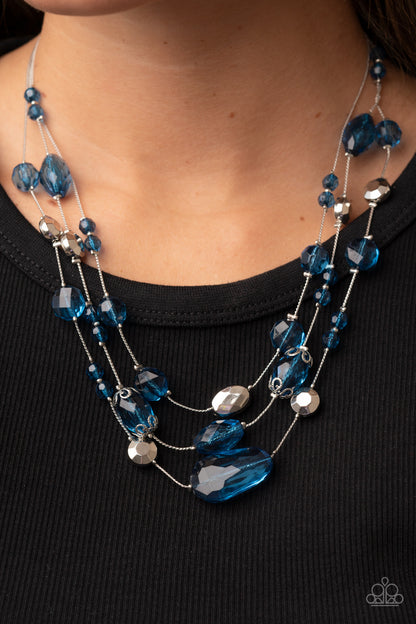 Paparazzi Accessories-Prismatic Pose Blue Crystal Bead Necklace Set