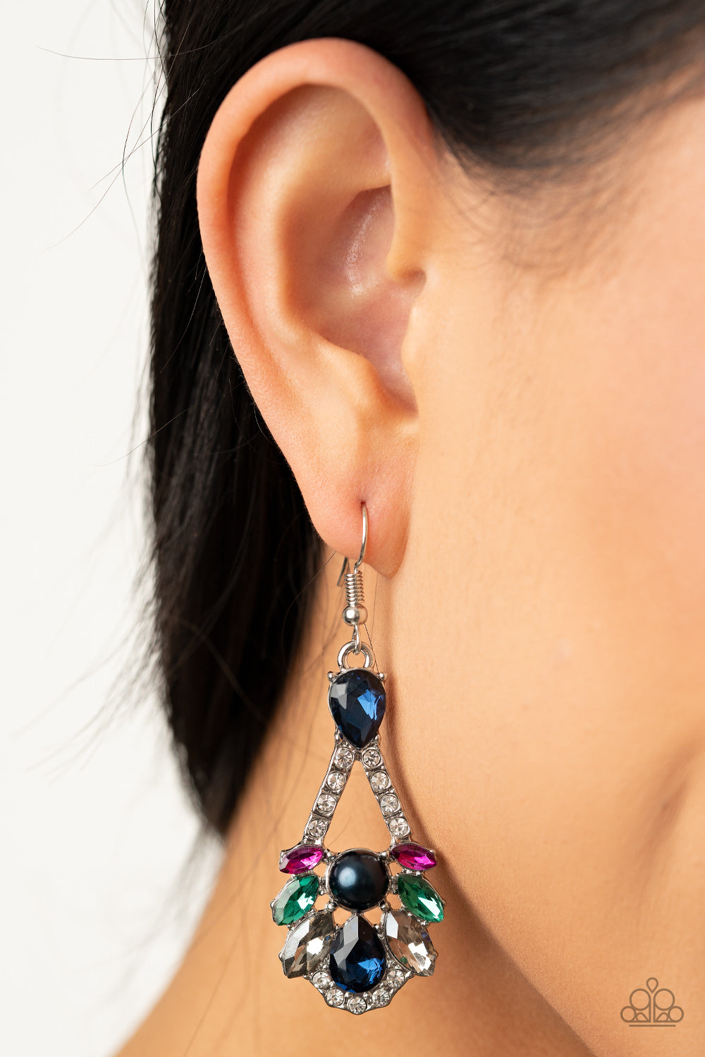 Paparazzi Accessories-Prismatic Presence Multi Rhinestone Earrings