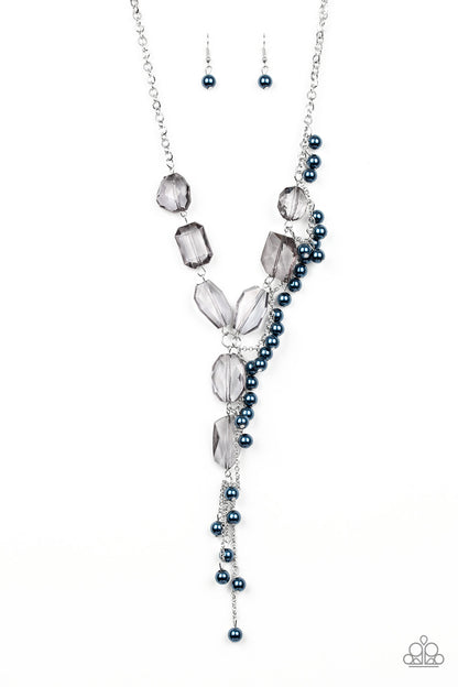 Paparazzi Accessories-Prismatic Princess Blue Pearly Bead Necklace Set