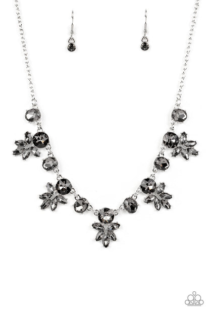Paparazzi Accessories-Prismatic Proposal Silver Oval Rhinestone Necklace Set